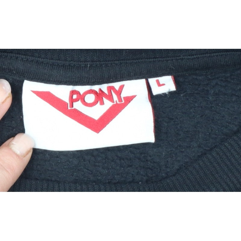 Additional view of Pony Men's Black L Logo Graphic Print Crew Neck Pullover Sweatshirt