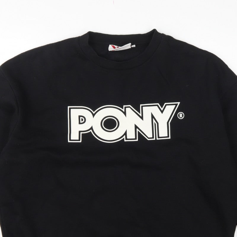 Additional view of Pony Men's Black L Logo Graphic Print Crew Neck Pullover Sweatshirt