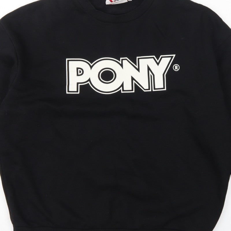 Additional view of Pony Men's Black L Logo Graphic Print Crew Neck Pullover Sweatshirt
