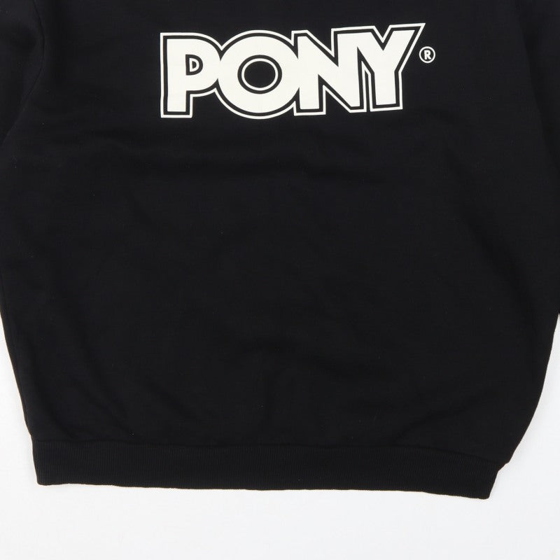 Additional view of Pony Men's Black L Logo Graphic Print Crew Neck Pullover Sweatshirt
