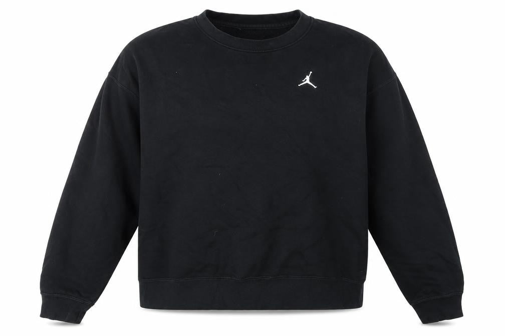 Front view of Jordan Women’s Black S Loose Fit Logo Crewneck Pullover Sweatshirt