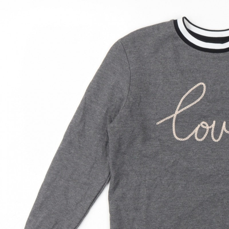 Additional view of Dorothy Perkins Women Grey UK 12 Love Embroidered Pullover Sweatshirt