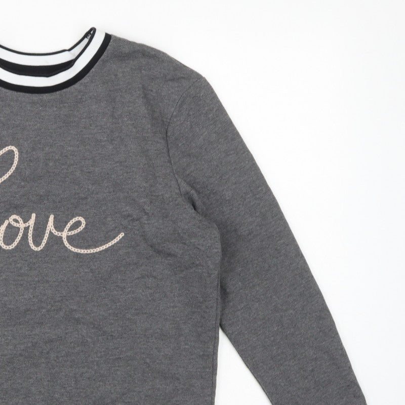 Additional view of Dorothy Perkins Women Grey UK 12 Love Embroidered Pullover Sweatshirt
