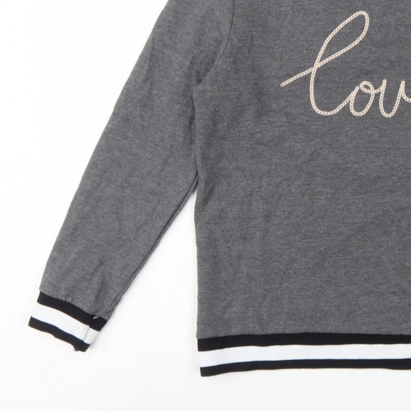 Additional view of Dorothy Perkins Women Grey UK 12 Love Embroidered Pullover Sweatshirt