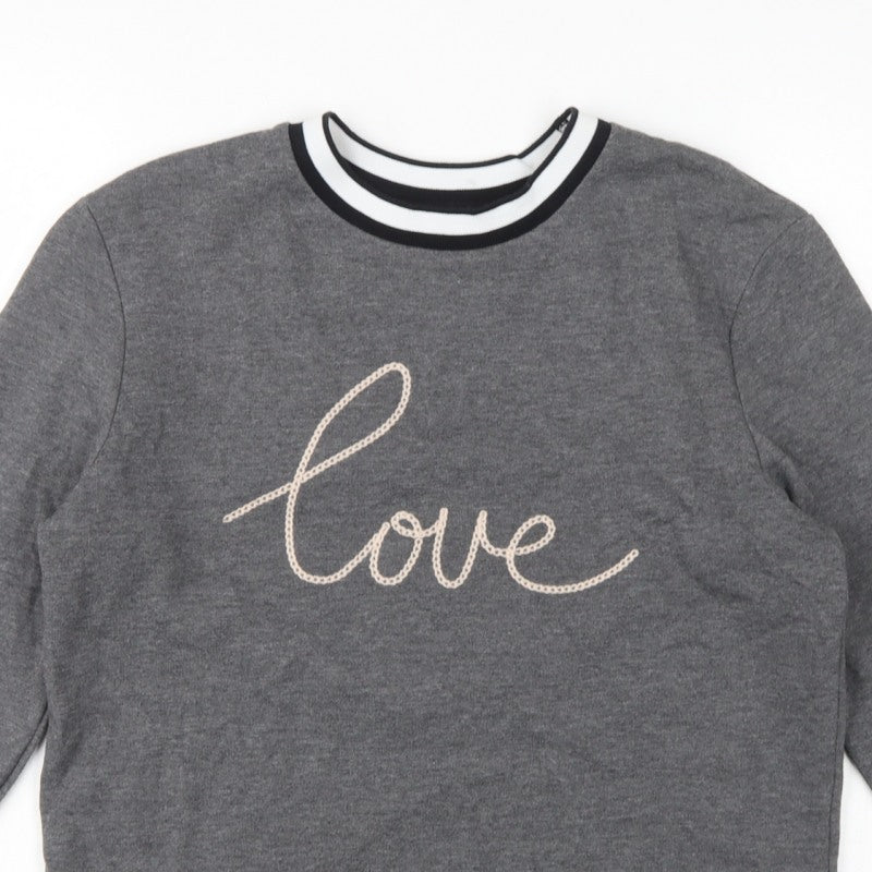 Additional view of Dorothy Perkins Women Grey UK 12 Love Embroidered Pullover Sweatshirt