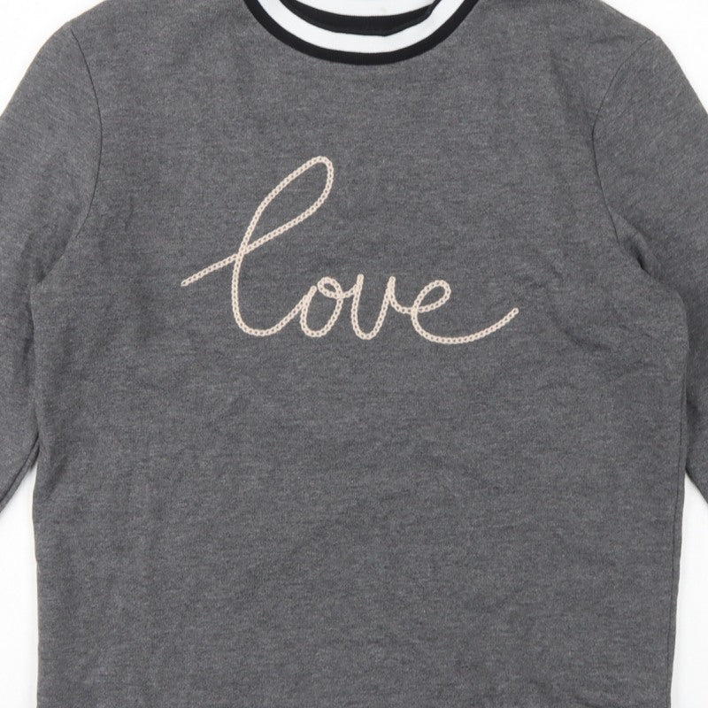Additional view of Dorothy Perkins Women Grey UK 12 Love Embroidered Pullover Sweatshirt