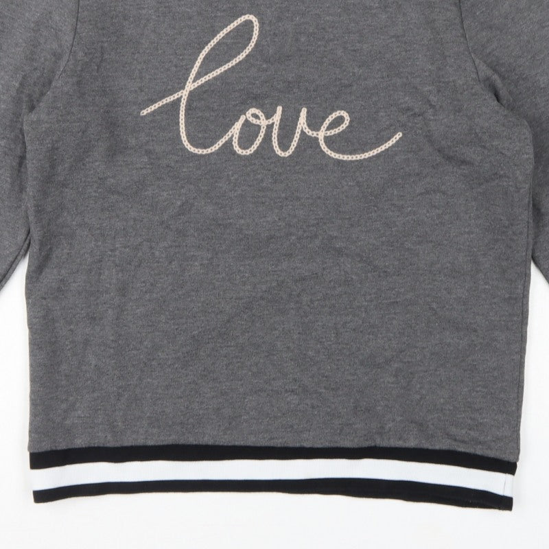 Additional view of Dorothy Perkins Women Grey UK 12 Love Embroidered Pullover Sweatshirt