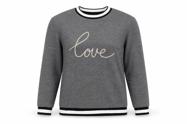 Dorothy Perkins Women Grey UK 12 Love Embroidered Pullover Sweatshirt