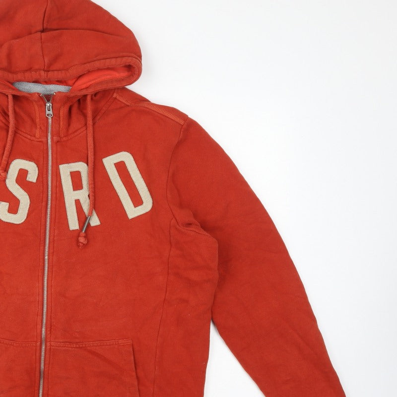 G-Star RAW Men’s Red 2XL Full Zip Hooded Fleece Logo Sweatshirt