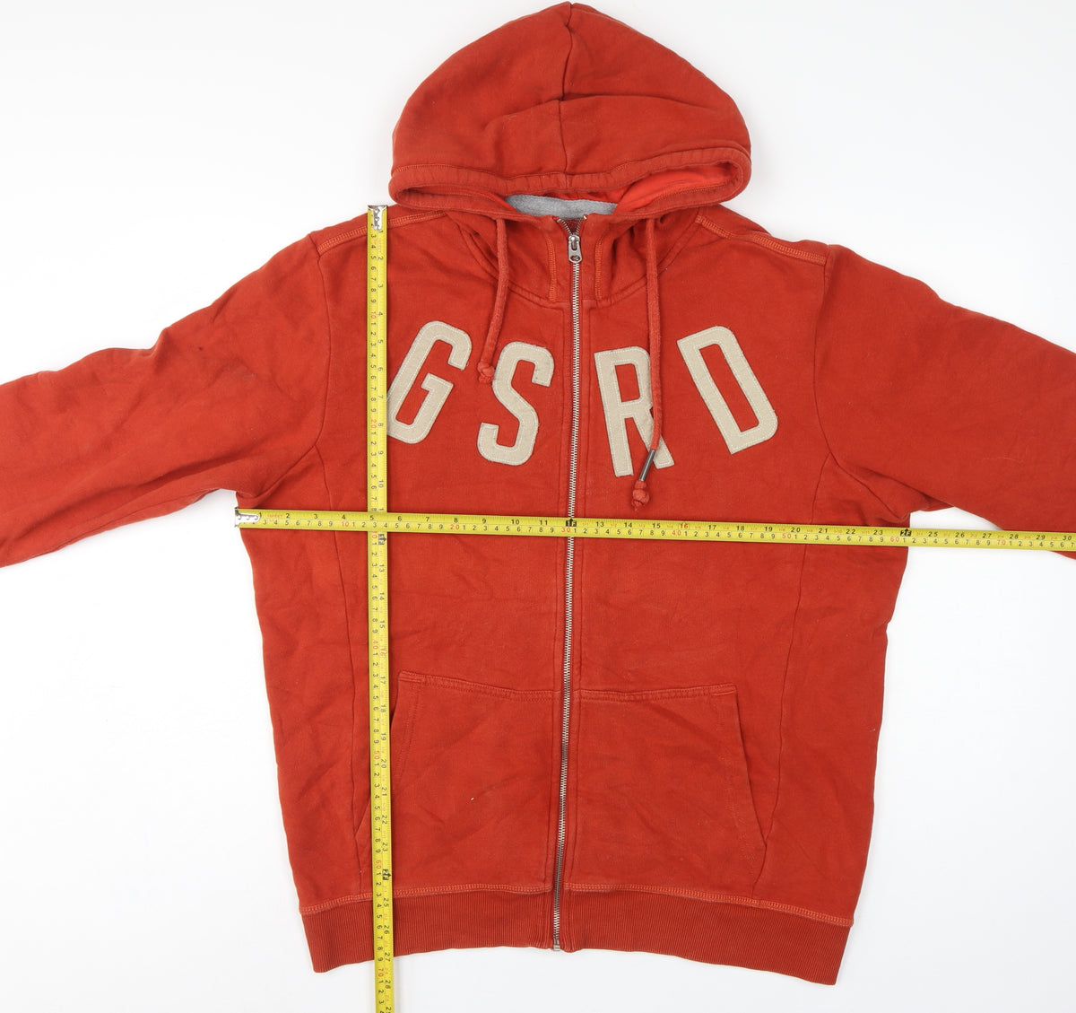 G-Star RAW Men’s Red 2XL Full Zip Hooded Fleece Logo Sweatshirt