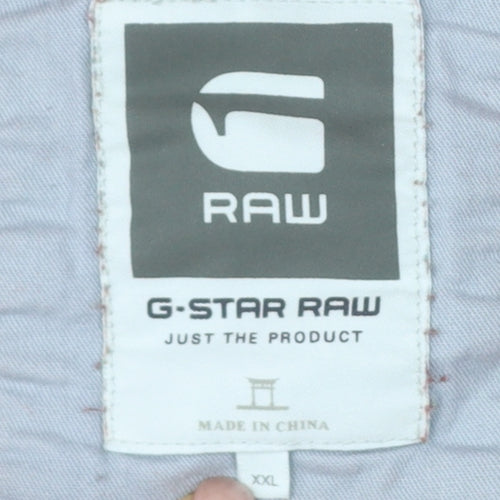 G-Star RAW Men’s Red 2XL Full Zip Hooded Fleece Logo Sweatshirt