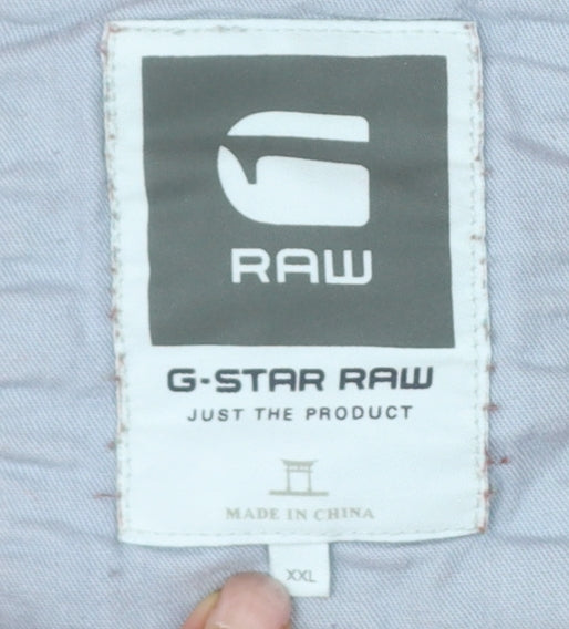 G-Star RAW Men’s Red 2XL Full Zip Hooded Fleece Logo Sweatshirt