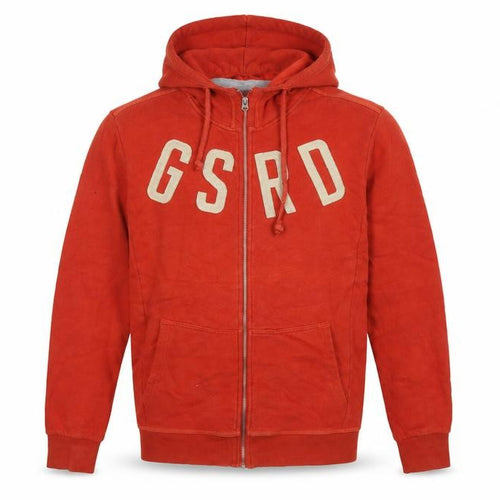 G-Star RAW Men’s Red 2XL Full Zip Hooded Fleece Logo Sweatshirt