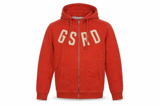 G-Star RAW Men’s Red 2XL Full Zip Hooded Fleece Logo Sweatshirt