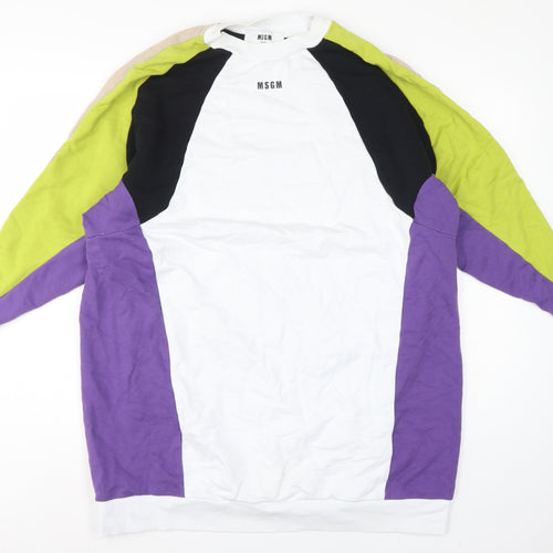 MSGM Women’s Multicoloured XS Colourblock Logo Raglan Sweatshirt