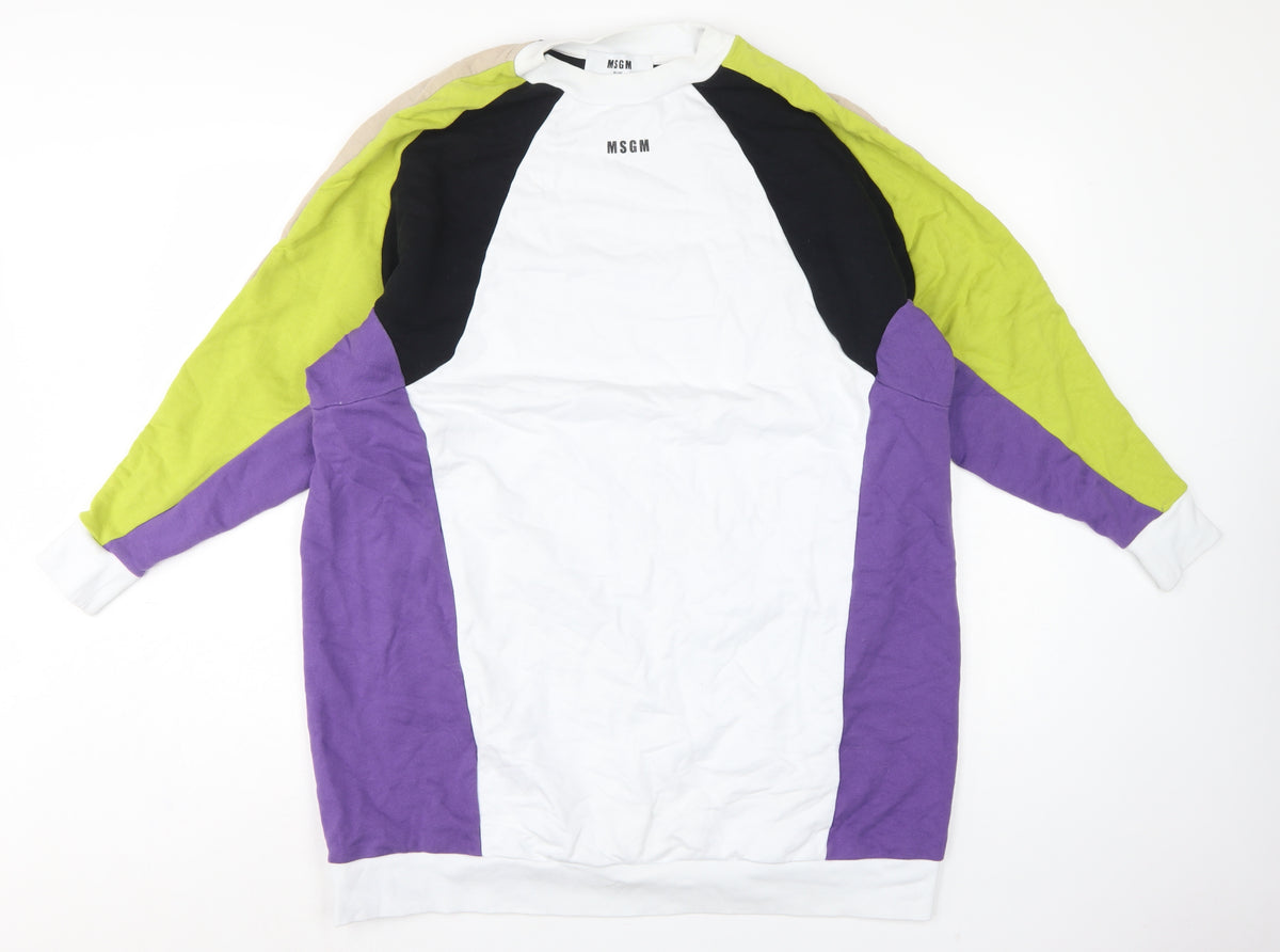 MSGM Women’s Multicoloured XS Colourblock Logo Raglan Sweatshirt