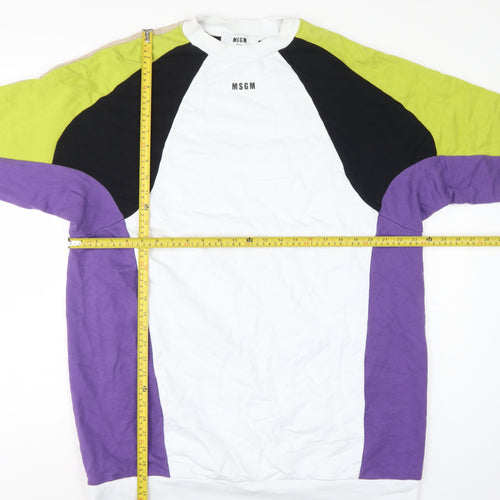MSGM Women’s Multicoloured XS Colourblock Logo Raglan Sweatshirt