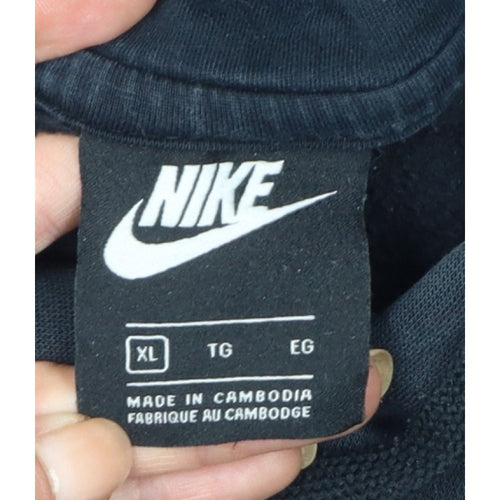 Nike Women’s Black XL Pullover Hoodie Logo Cotton Blend Kangaroo Pocket