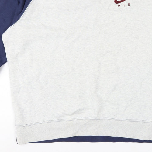 Nike Air Men’s XL Grey Navy Embroidered Logo Crew Neck Sweatshirt