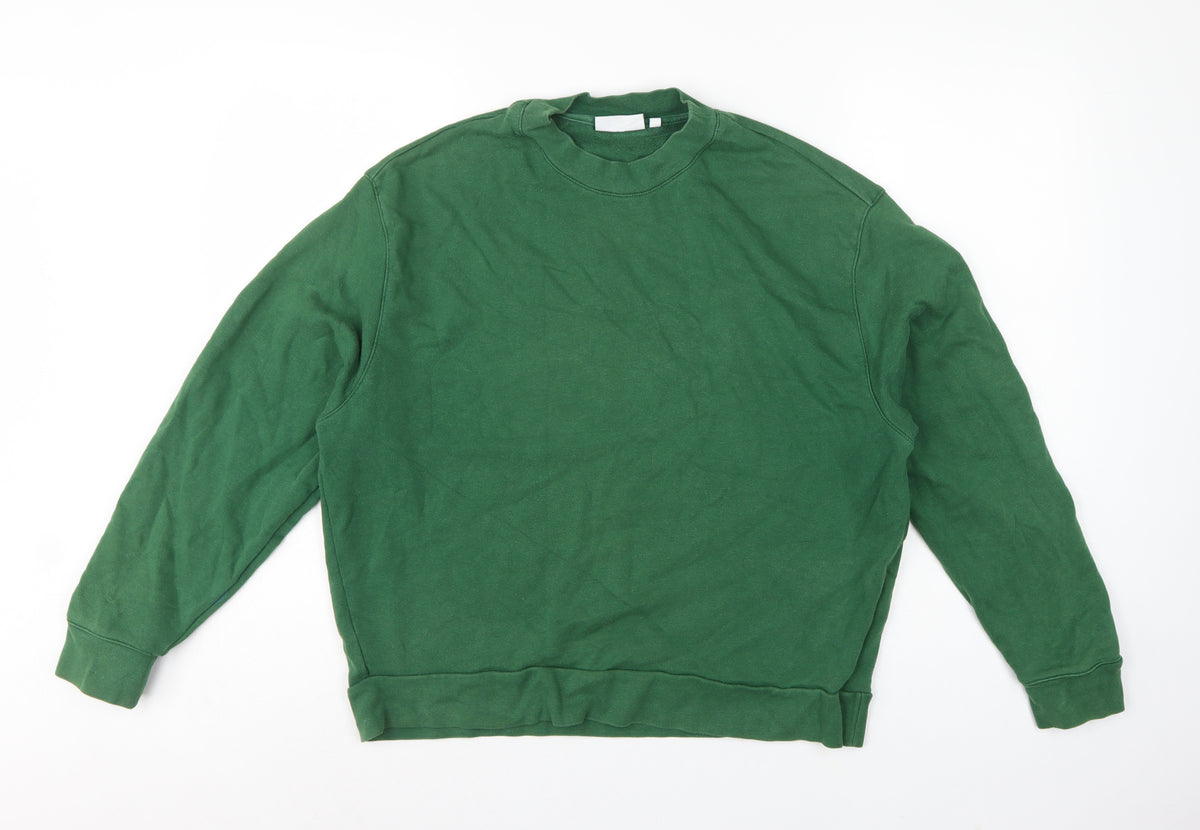 Back view of Weekday Women Green S Cropped Pullover Crew Neck Sweatshirt