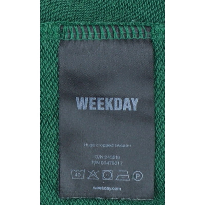 Additional view of Weekday Women Green S Cropped Pullover Crew Neck Sweatshirt