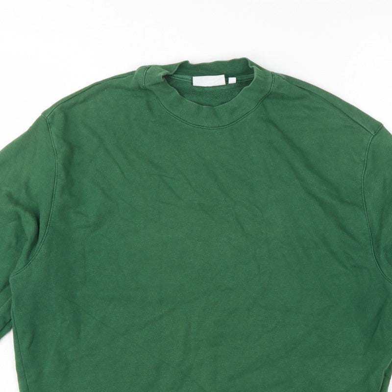 Additional view of Weekday Women Green S Cropped Pullover Crew Neck Sweatshirt