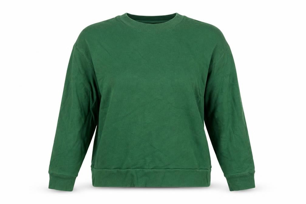 Front view of Weekday Women Green S Cropped Pullover Crew Neck Sweatshirt