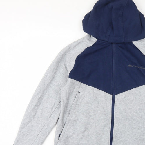 Monterrain Men’s Grey Navy L Full Zip Hooded Fleece Outdoor Hoodie