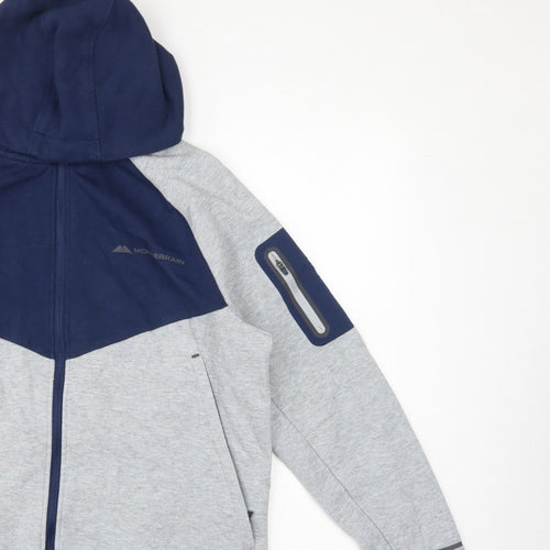 Monterrain Men’s Grey Navy L Full Zip Hooded Fleece Outdoor Hoodie