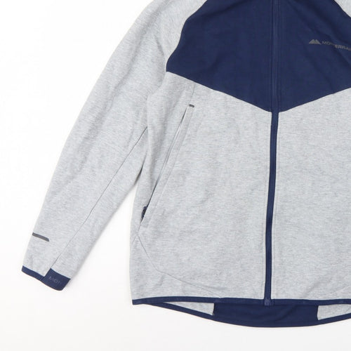Monterrain Men’s Grey Navy L Full Zip Hooded Fleece Outdoor Hoodie