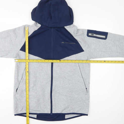 Monterrain Men’s Grey Navy L Full Zip Hooded Fleece Outdoor Hoodie