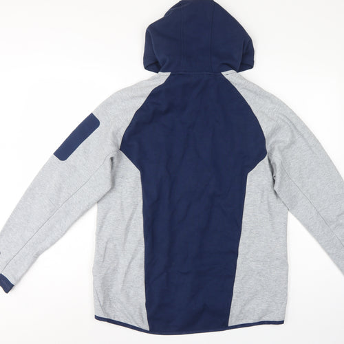 Monterrain Men’s Grey Navy L Full Zip Hooded Fleece Outdoor Hoodie