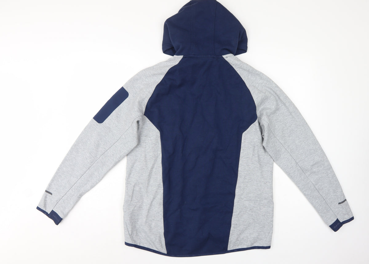 Monterrain Men’s Grey Navy L Full Zip Hooded Fleece Outdoor Hoodie