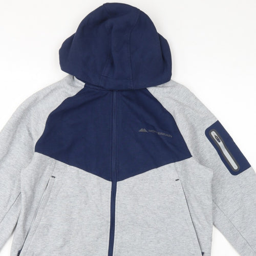 Monterrain Men’s Grey Navy L Full Zip Hooded Fleece Outdoor Hoodie