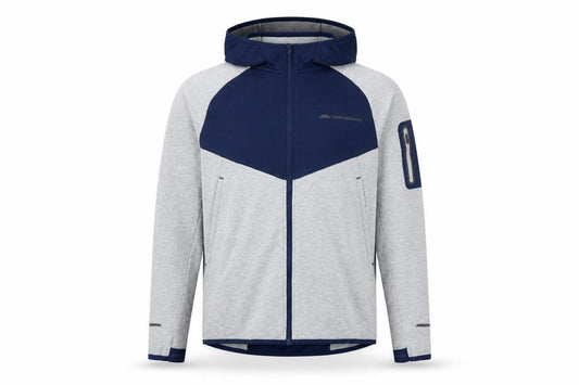 Monterrain Men’s Grey Navy L Full Zip Hooded Fleece Outdoor Hoodie