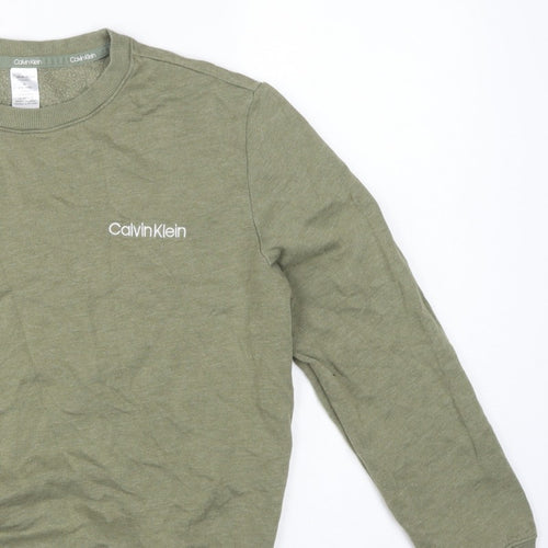 Calvin Klein Men Green M Pyjama Top Cotton Blend Logo Sleepwear