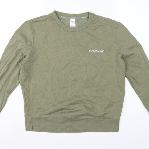 Calvin Klein Men Green M Pyjama Top Cotton Blend Logo Sleepwear