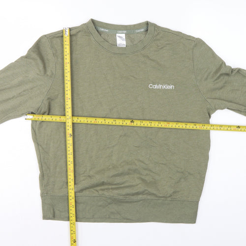 Calvin Klein Men Green M Pyjama Top Cotton Blend Logo Sleepwear