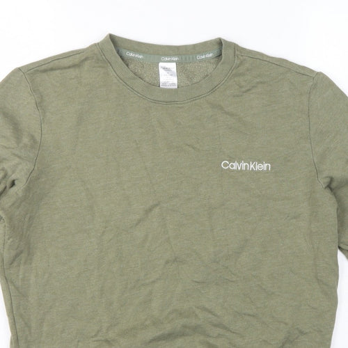 Calvin Klein Men Green M Pyjama Top Cotton Blend Logo Sleepwear