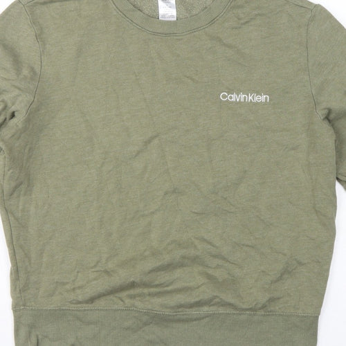 Calvin Klein Men Green M Pyjama Top Cotton Blend Logo Sleepwear