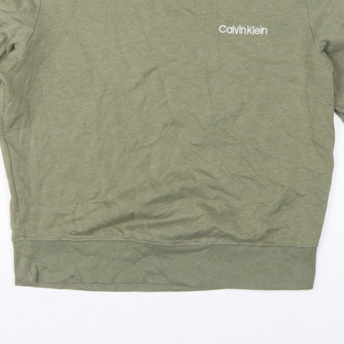 Calvin Klein Men Green M Pyjama Top Cotton Blend Logo Sleepwear