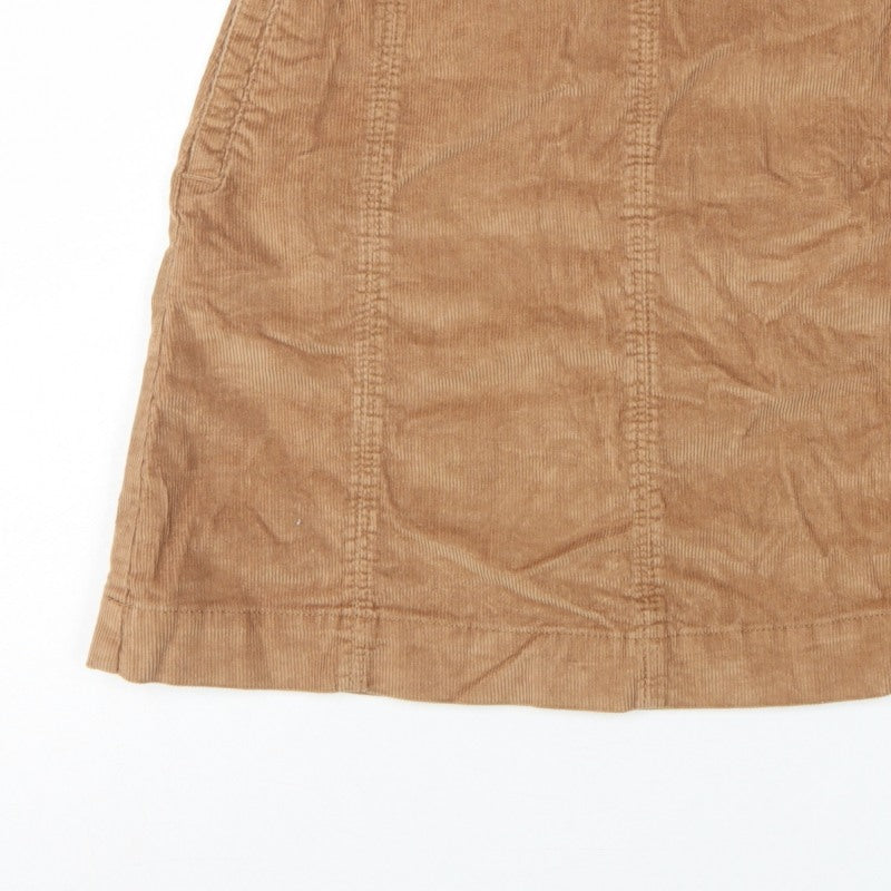 Fat Face Women Brown Corduroy A-Line Mini Skirt UK 10 Stretch
