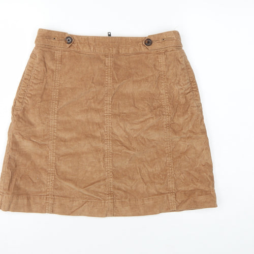 Fat Face Women Brown Corduroy A-Line Mini Skirt UK 10 Stretch