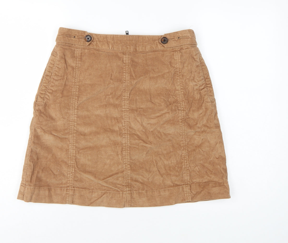 Fat Face Women Brown Corduroy A-Line Mini Skirt UK 10 Stretch