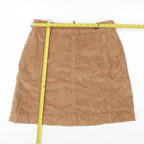 Fat Face Women Brown Corduroy A-Line Mini Skirt UK 10 Stretch