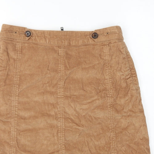 Fat Face Women Brown Corduroy A-Line Mini Skirt UK 10 Stretch