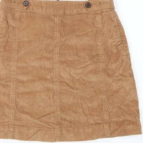 Fat Face Women Brown Corduroy A-Line Mini Skirt UK 10 Stretch