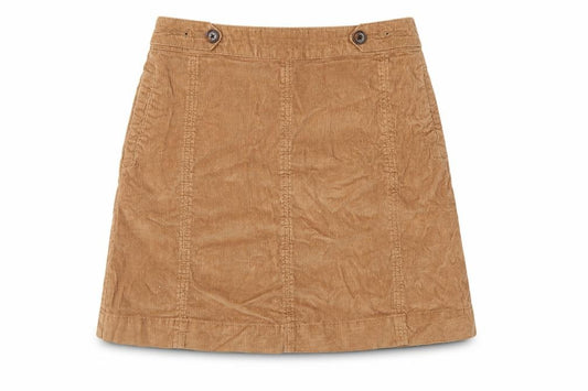 Fat Face Women Brown Corduroy A-Line Mini Skirt UK 10 Stretch