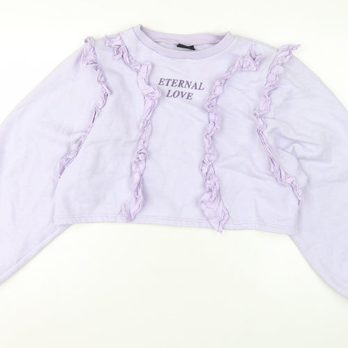 Minga London Women's Lilac XS/S Ruffle Cropped Sweatshirt Eternal Love