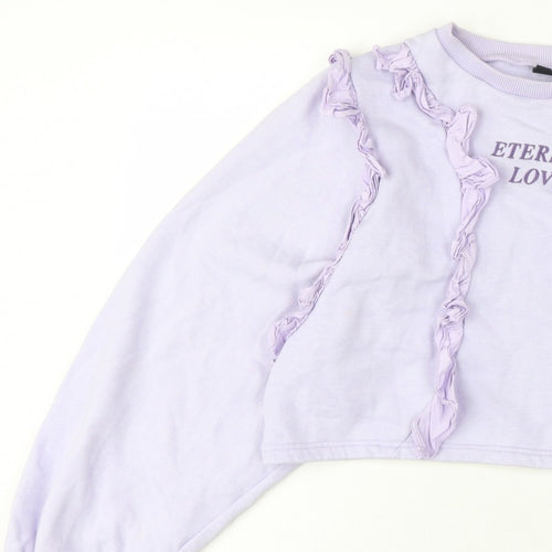 Minga London Women's Lilac XS/S Ruffle Cropped Sweatshirt Eternal Love